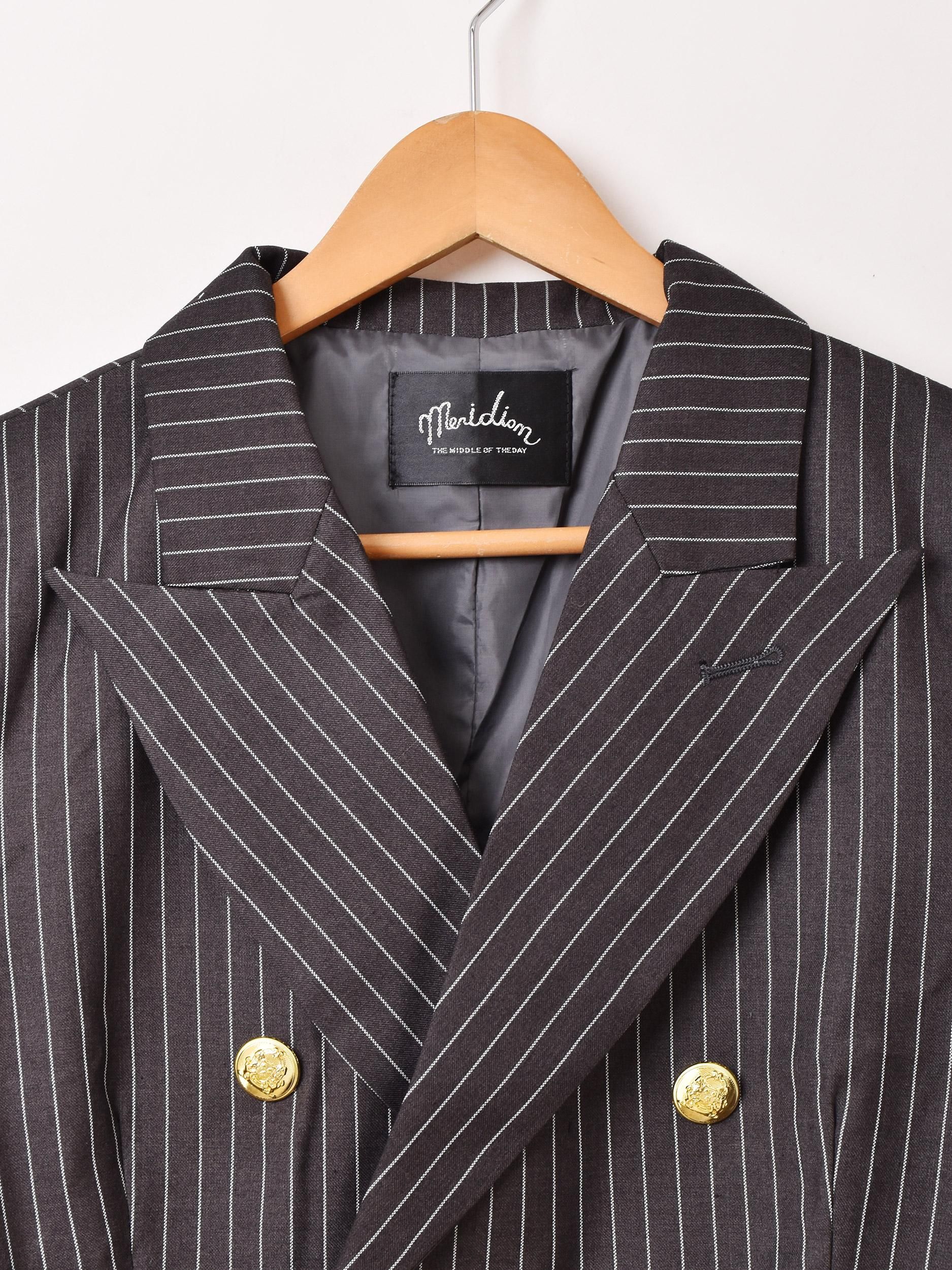 Meridian ピンストライプ ジャケット | グレー - 古着屋