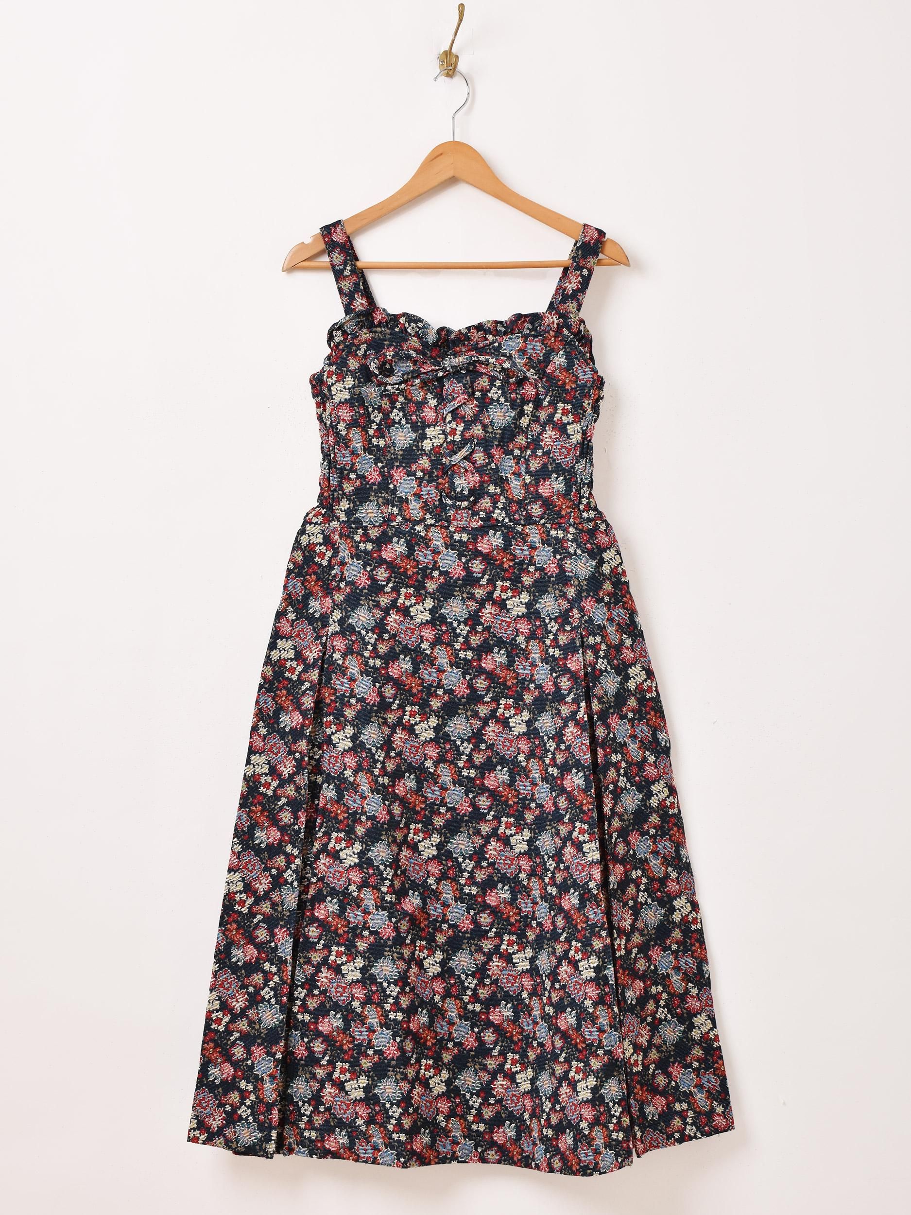 2色展開】「Meridian」花柄 ゴブラン織り キャミソールワンピース