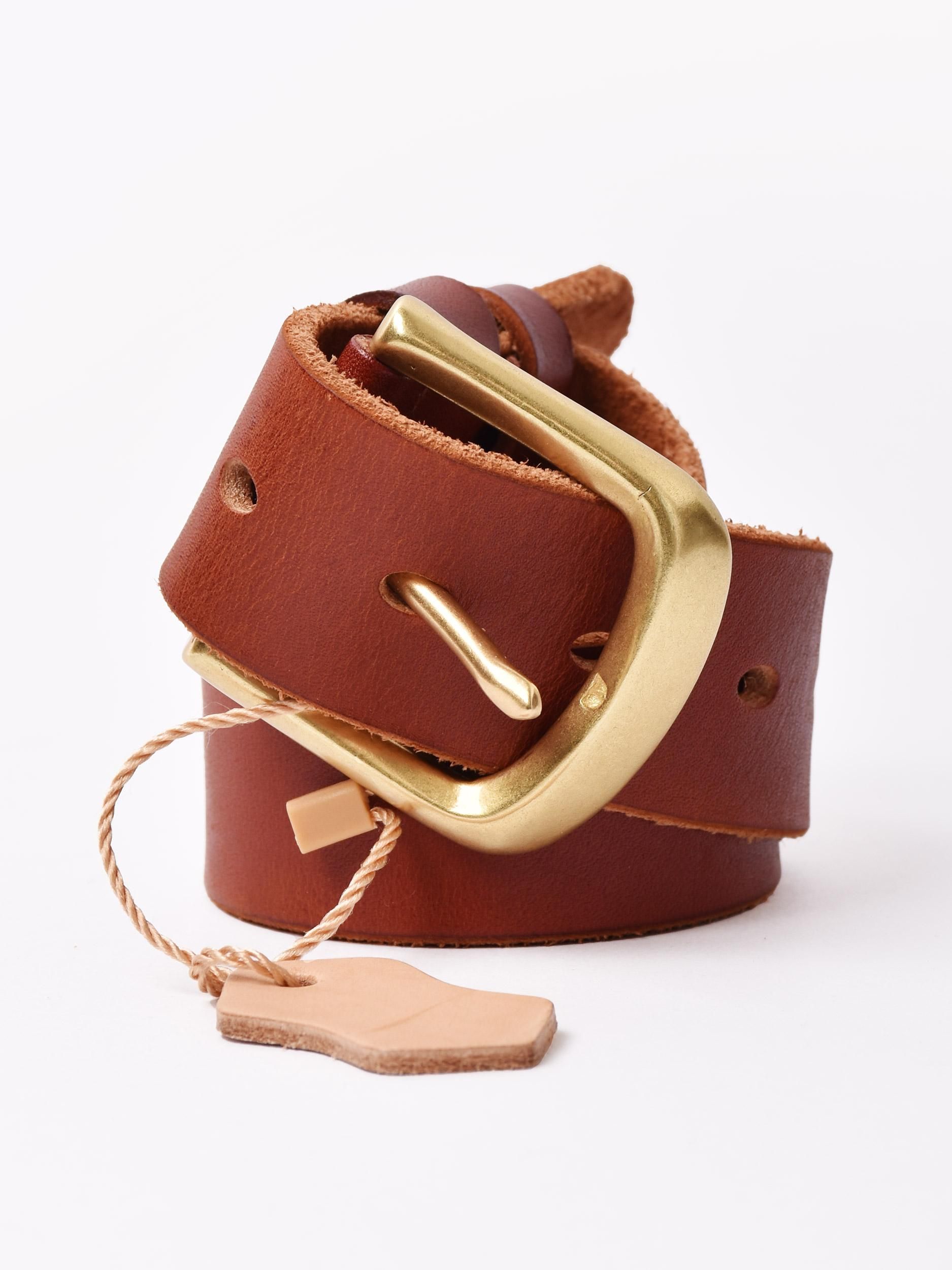 ゴールドバックル レザーベルト | ブラック - 古着屋グレープフルーツ