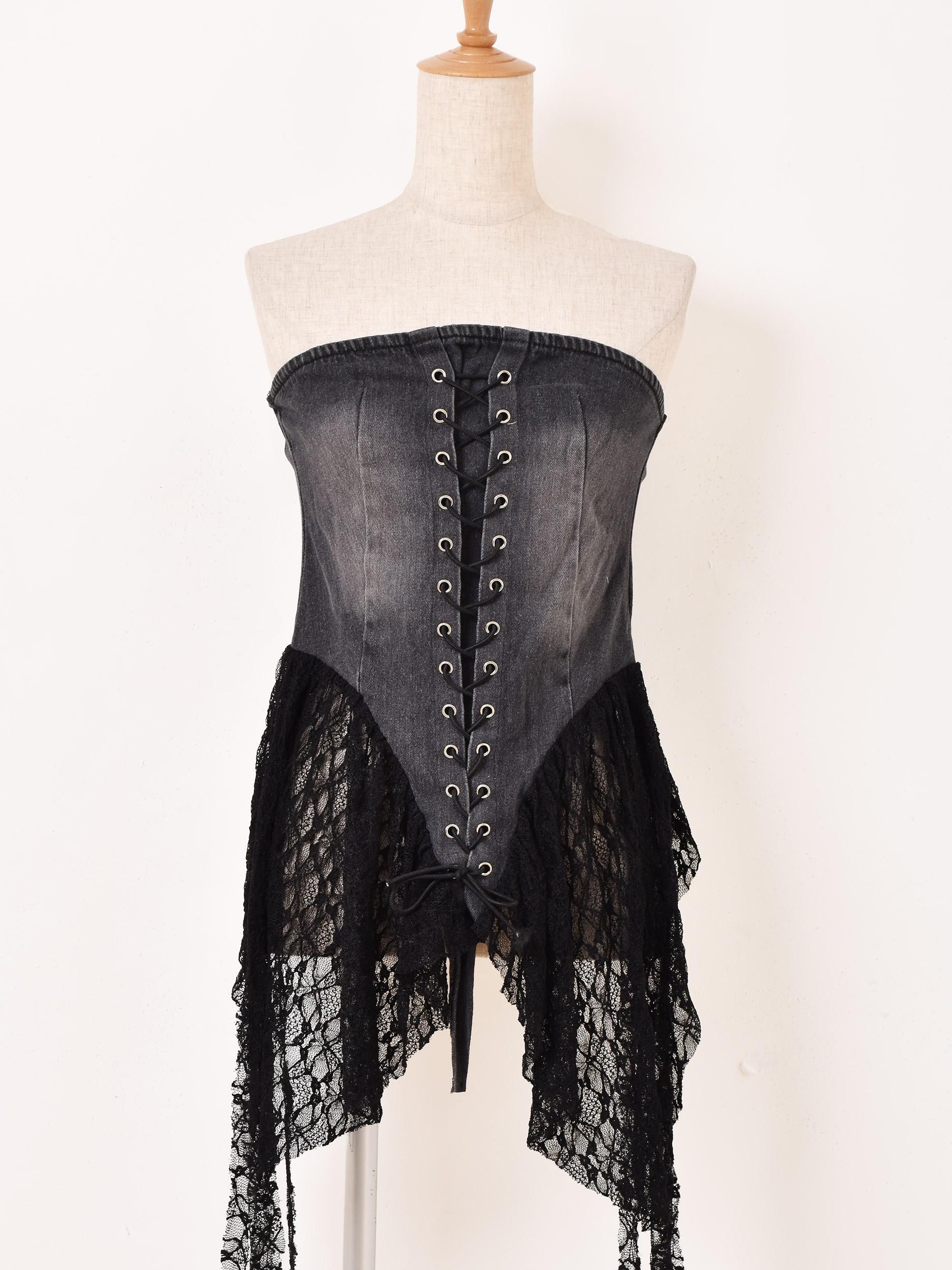 2色展開】「Meridian」コルセットデザイン デニム ビスチェ オリーブ