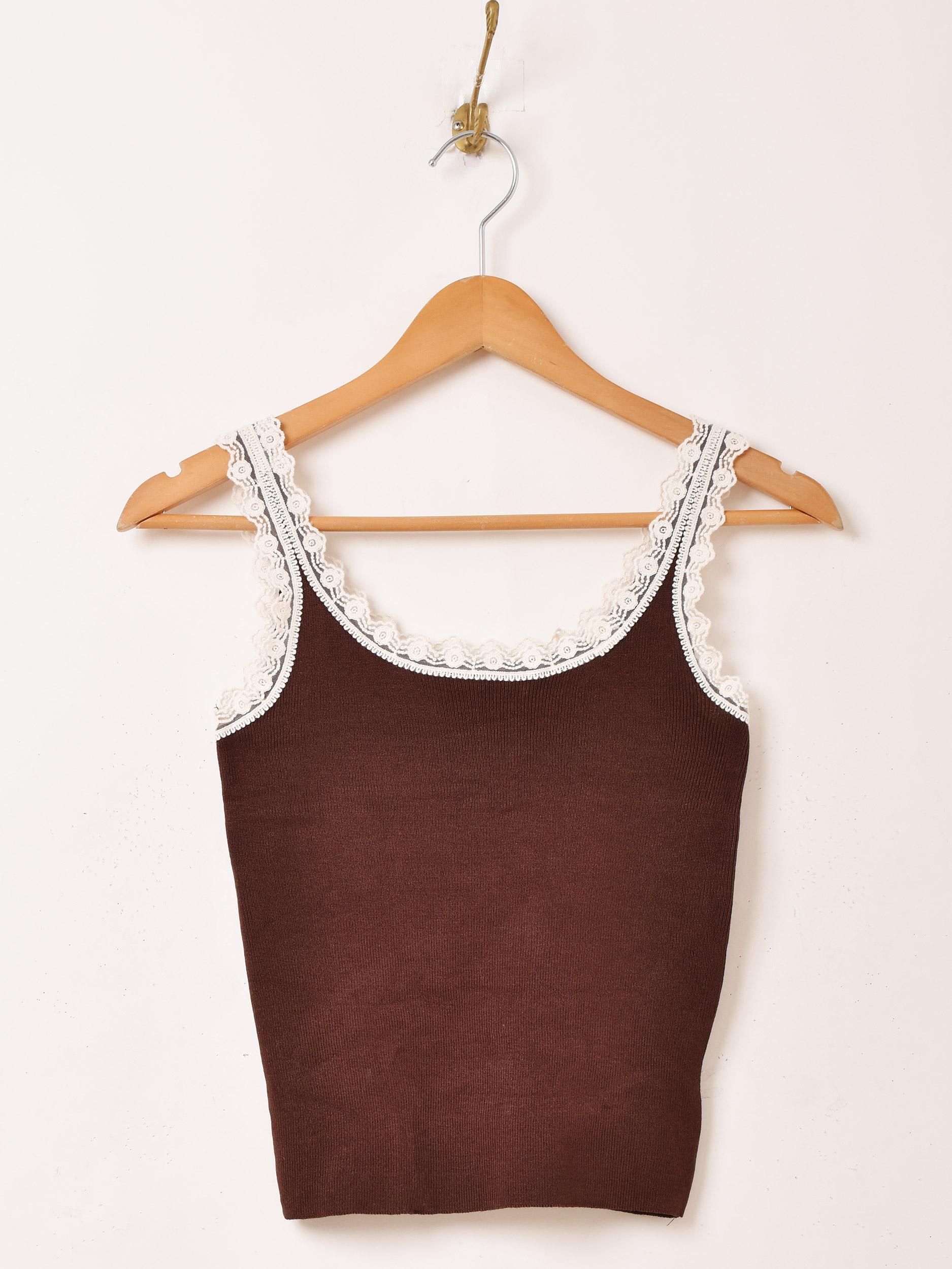 3色展開】「Meridian」レース キャミソール ブラウン - 古着屋