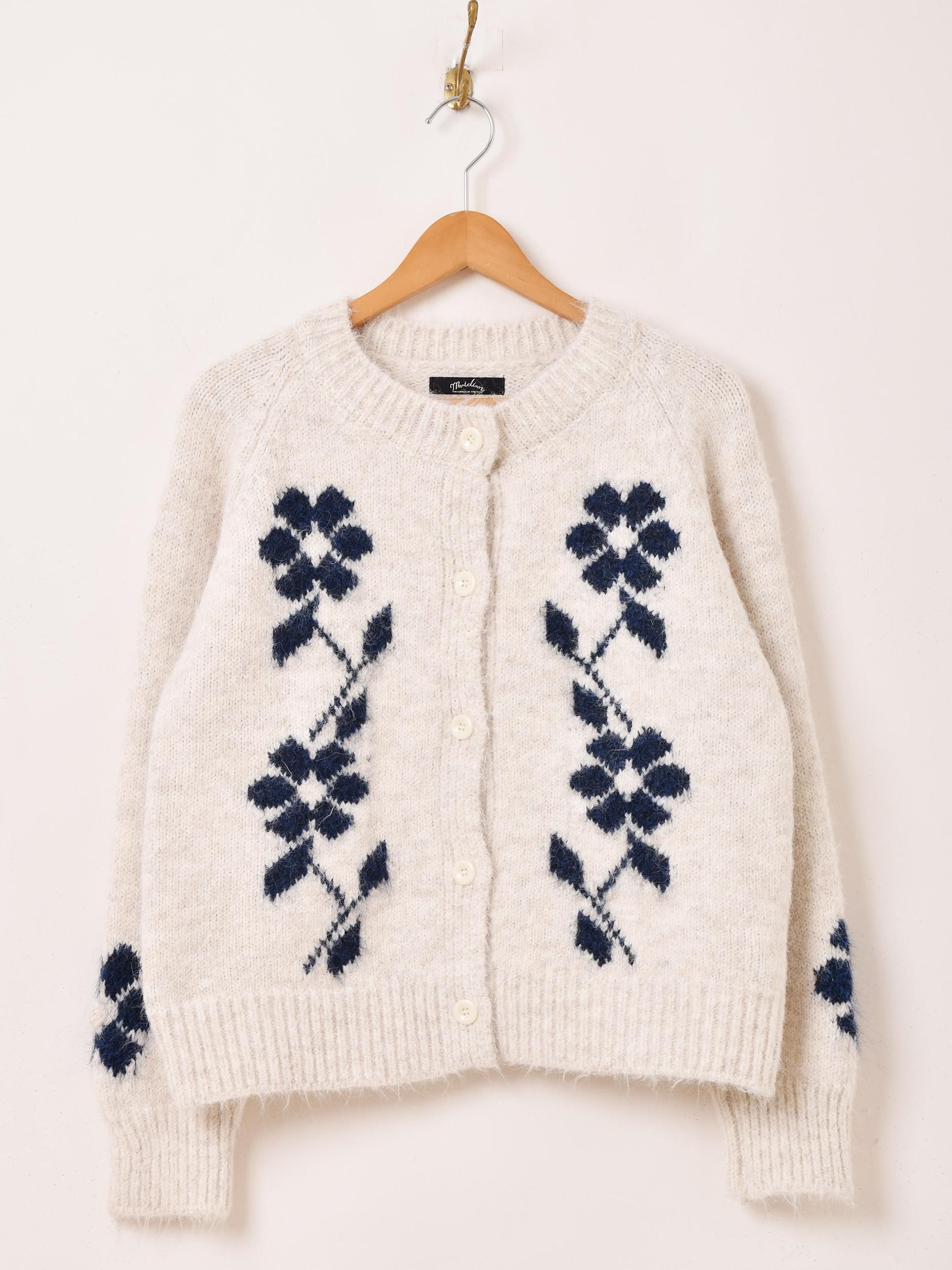 2色展開】「Meridian」フラワーモチーフ カーディガン イエロー - 古着