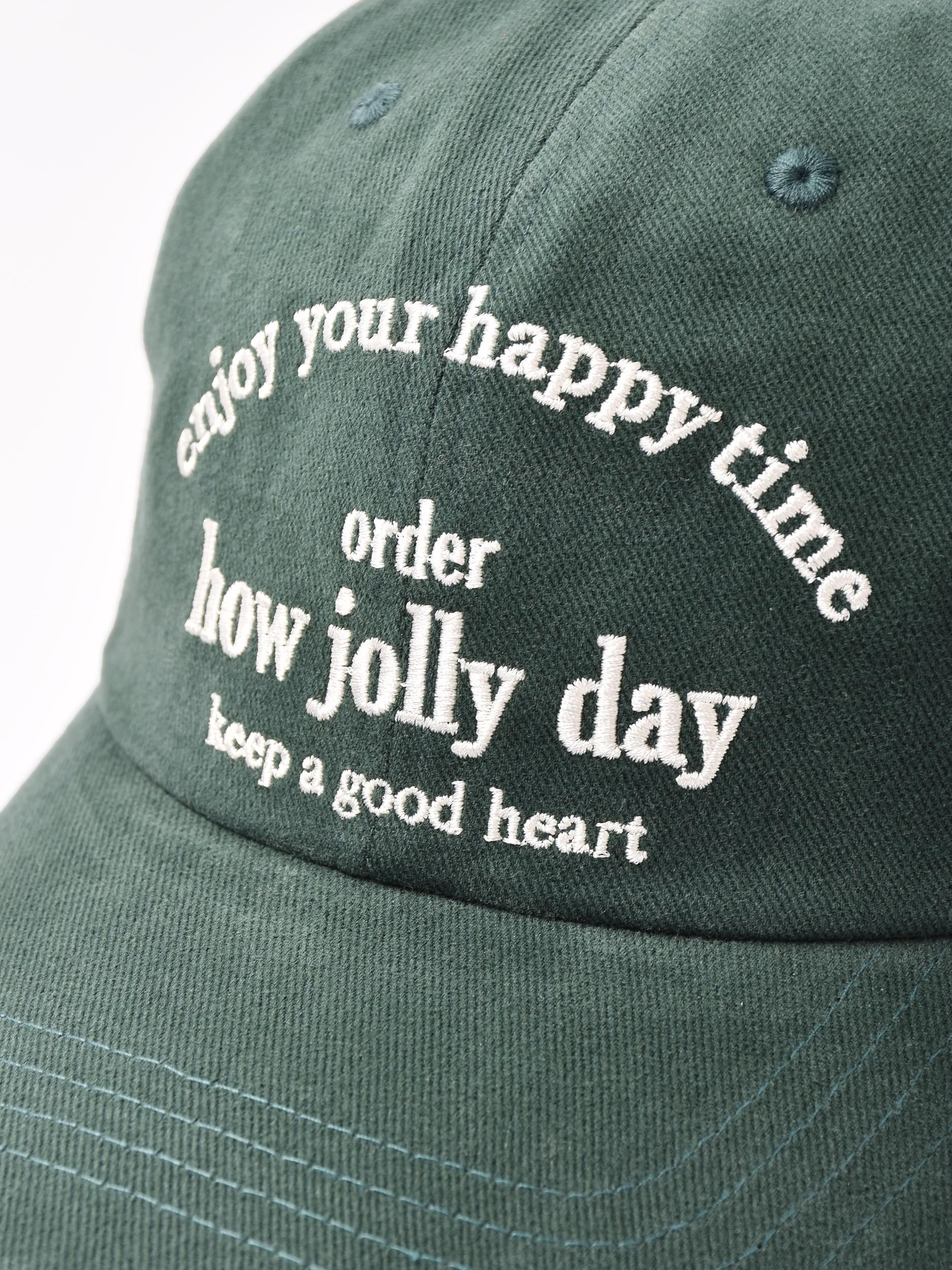 2色展開】刺繍入りキャップ「how jolly day」 グリーン - 古着屋