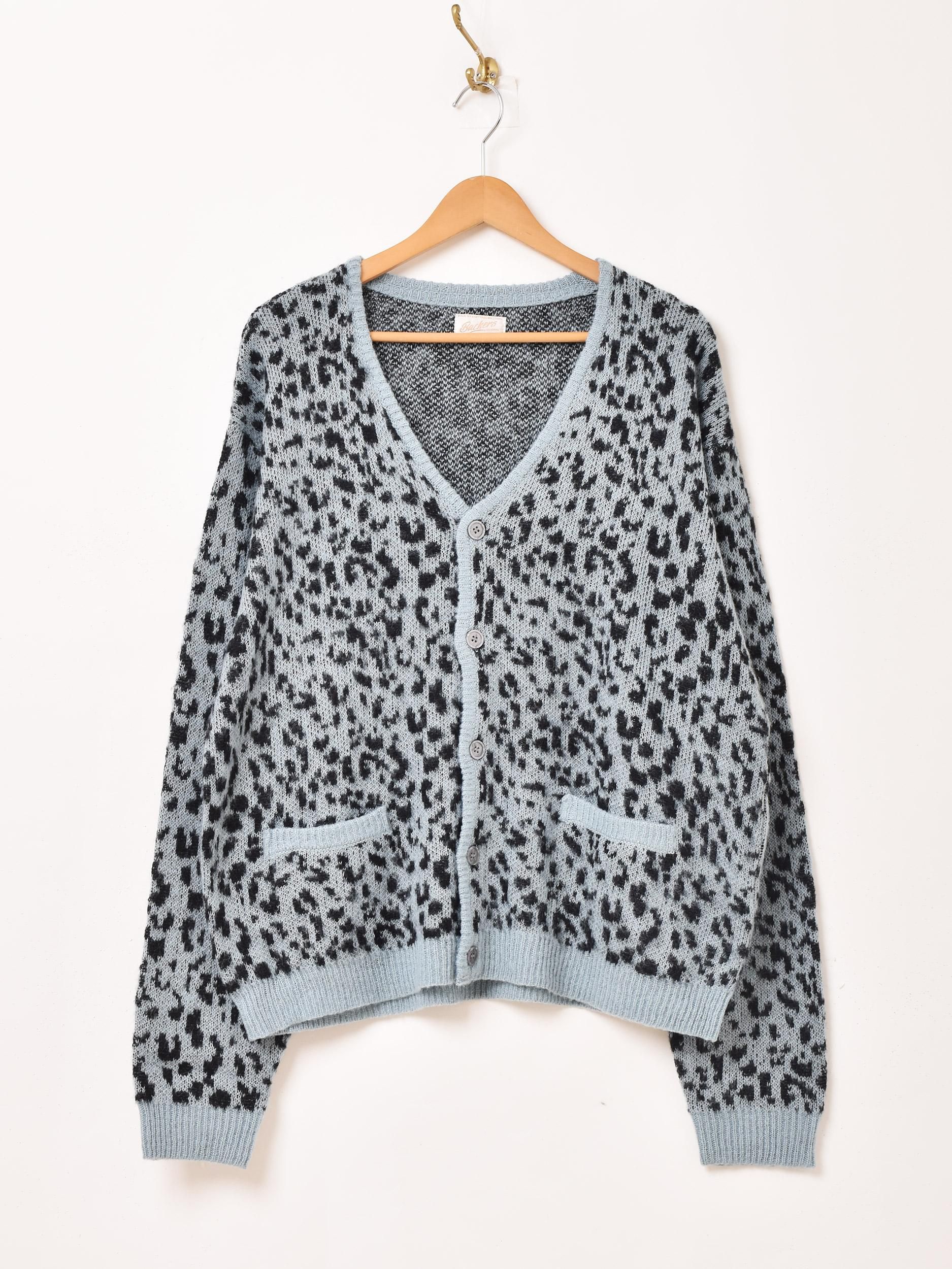 3色展開】「Backers」レオパード柄 モヘア混 カーディガン サックス