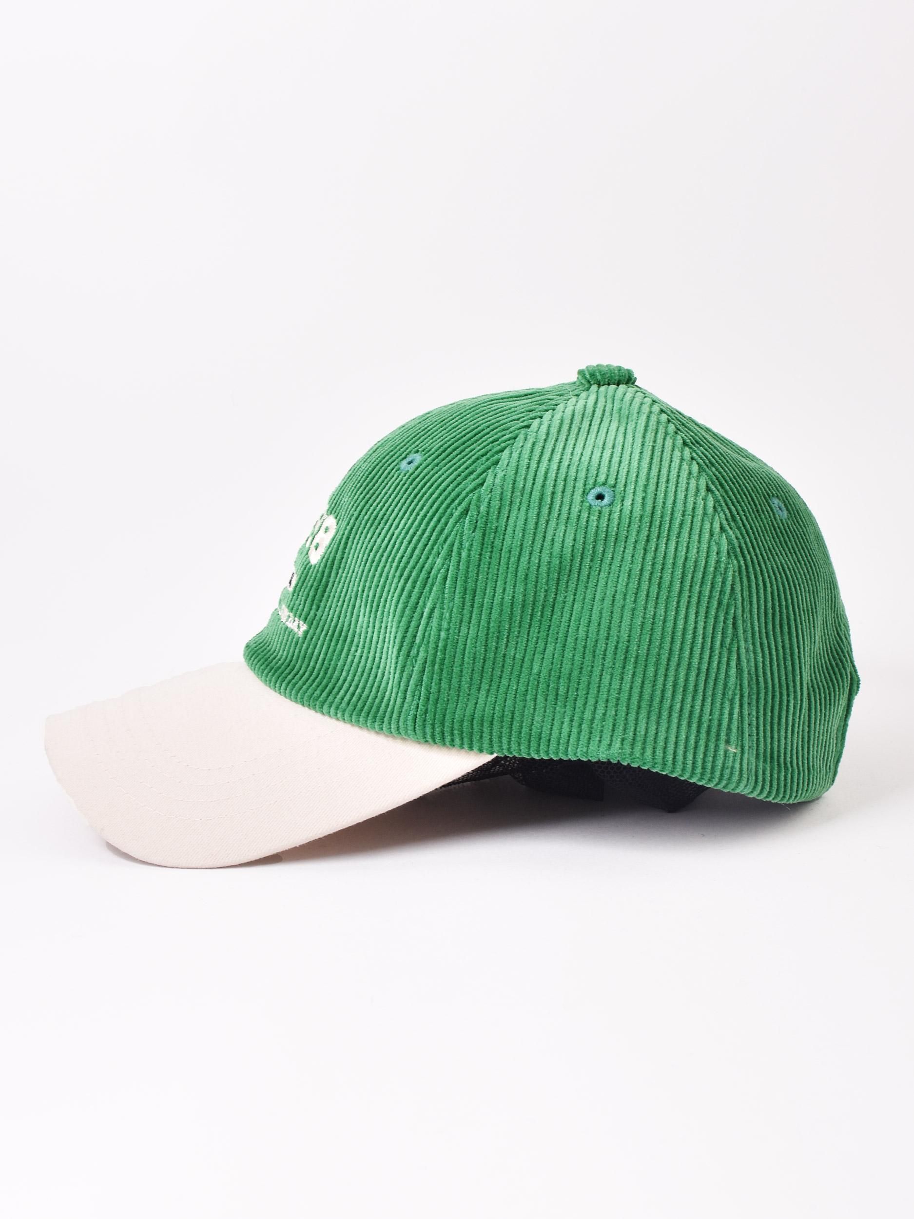 コーデュロイ刺繍キャップ | グリーン - 古着屋グレープフルーツ