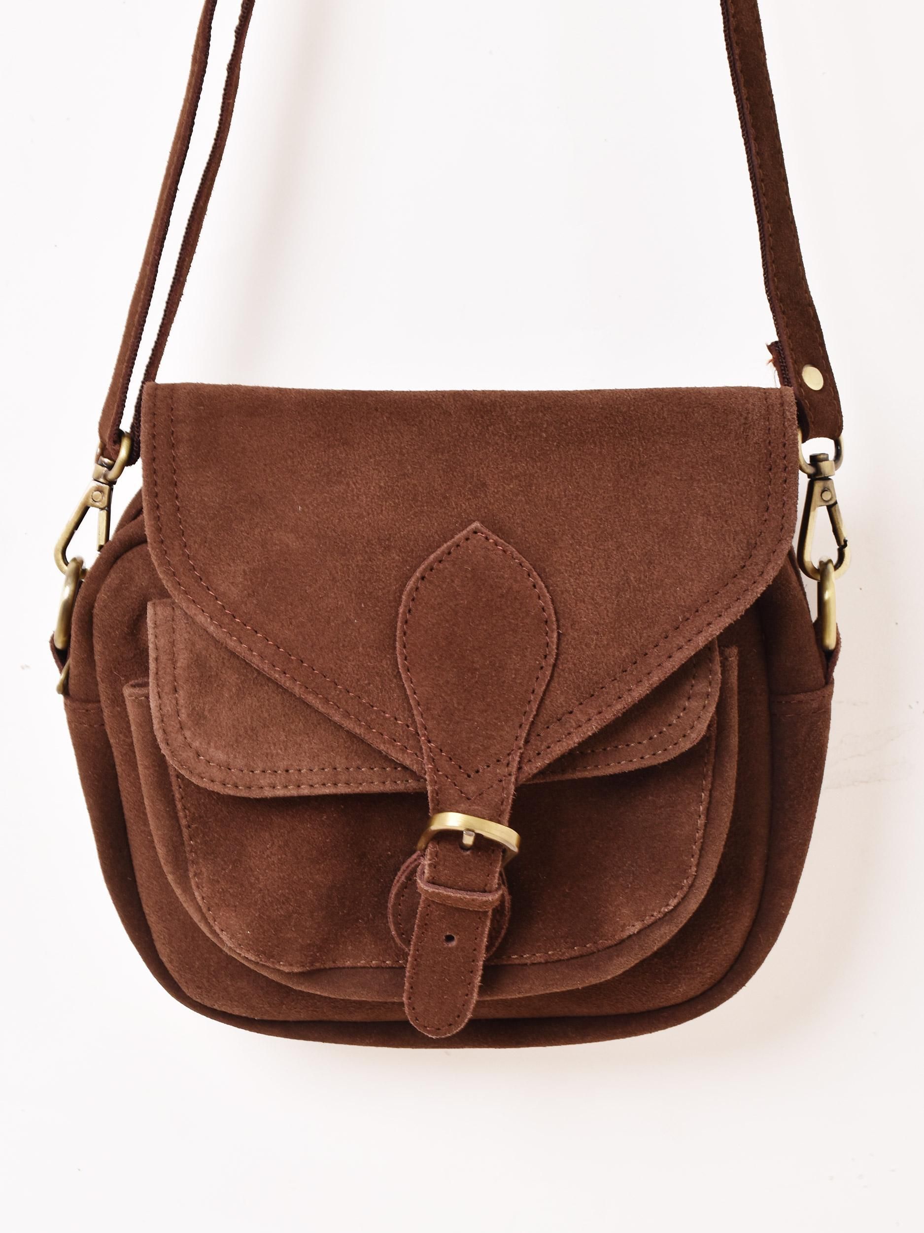 スエードショルダーバッグ | ブラウン - 古着屋グレープフルーツ