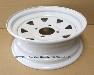 12P4 12インチ スチールホイール ホワイトペイント 4穴 PCD-101.6（4