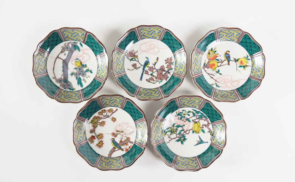 4.5号皿揃（13.5cm） 花鳥絵変わり 5枚セット