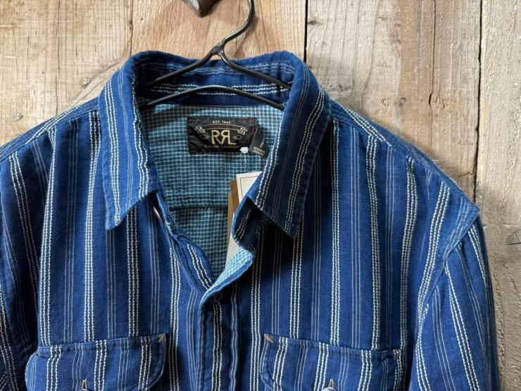 RRL(ダブルアールエルラルフローレン):インディゴ ストライプド ダブル