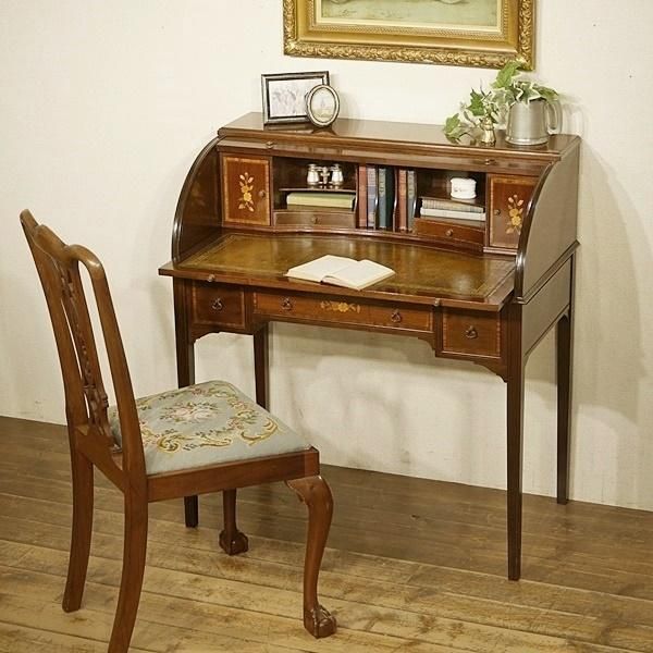 英国イギリスアンティーク家具 ロールトップデスク 机 ライティング