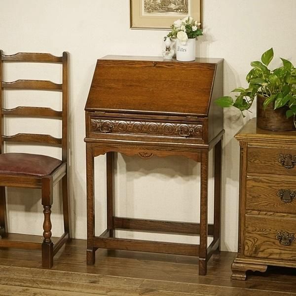 イギリス アンティーク 家具 ライティングビューロー デスク 机 6682c