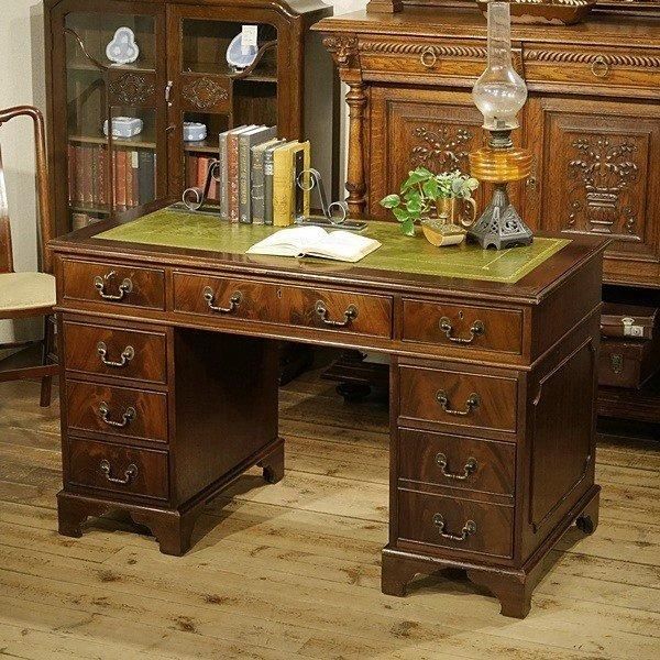 英国アンティークデスク|レザー - Q'S ANTIQUES