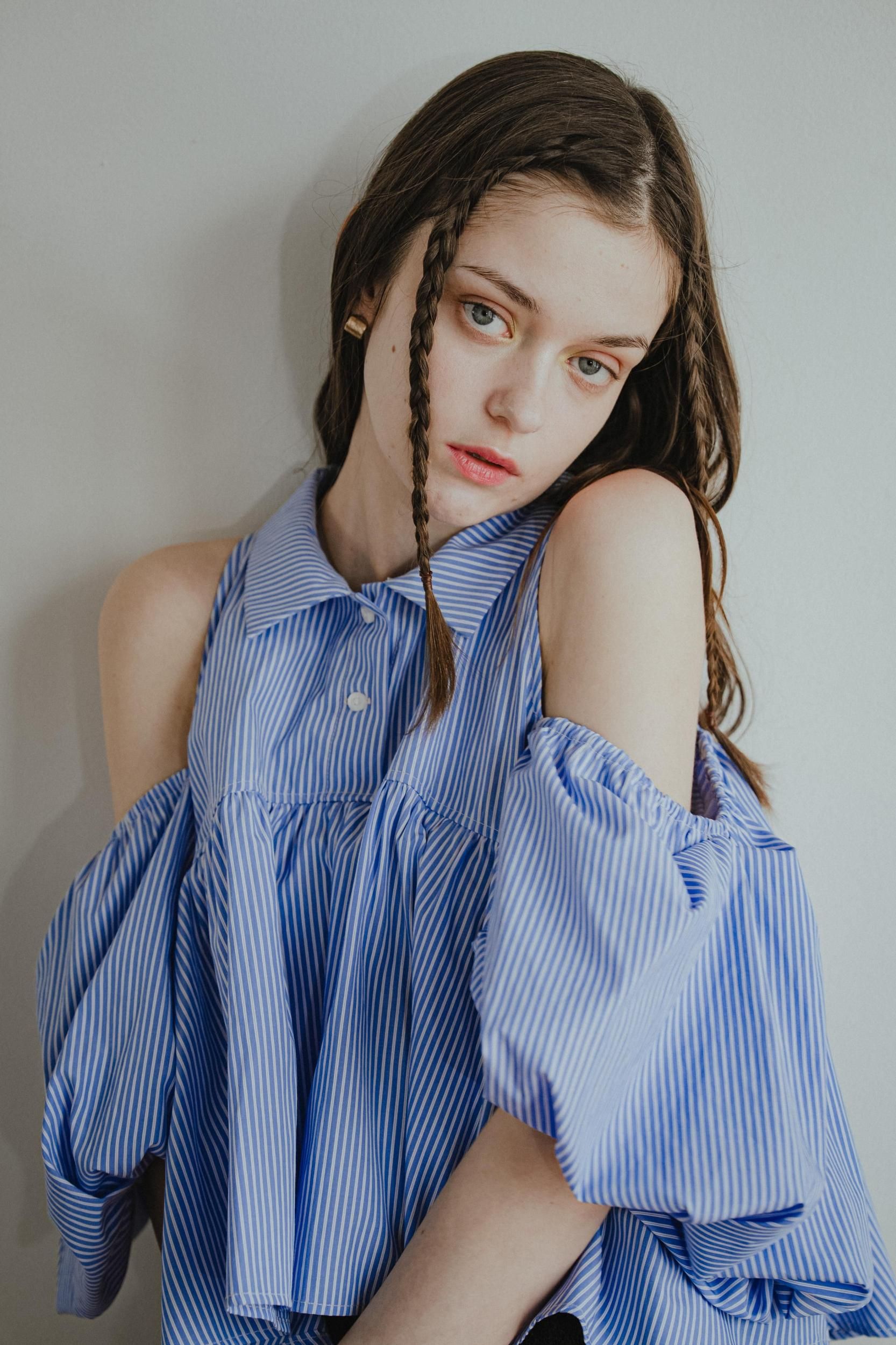 バルーンスリーブブラウス（BLUE） - PINUE