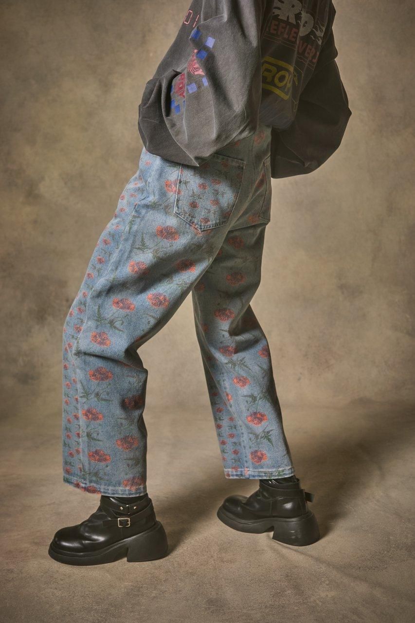 花柄デニムパンツ - ROY reflect overjoy