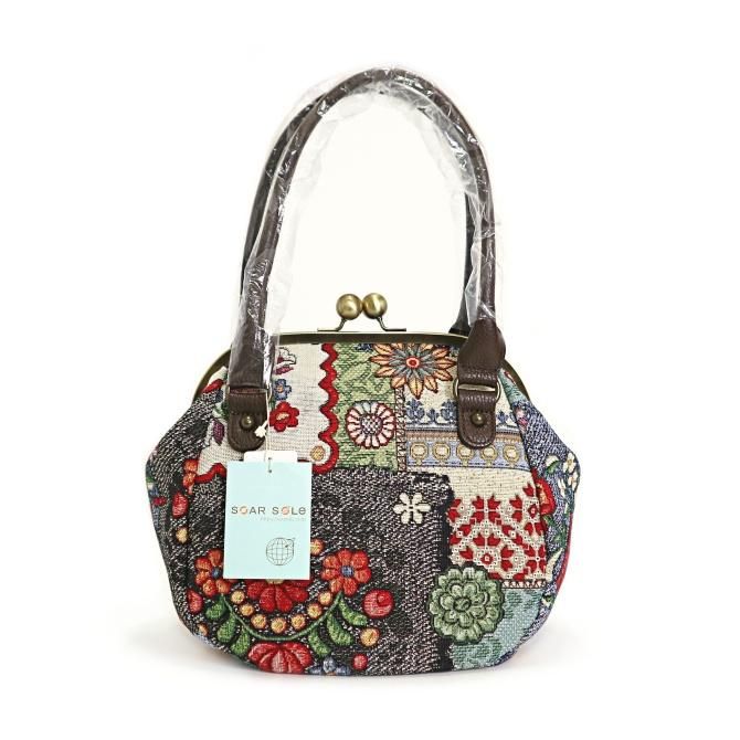 ソアソウル がま口バッグ 花パッチ SOAR SOLe 和洋兼用 【染重