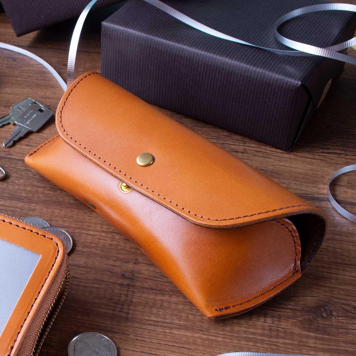 本革製 メガネケース「Calm クラシック眼鏡ケース/内側ピッグスエード