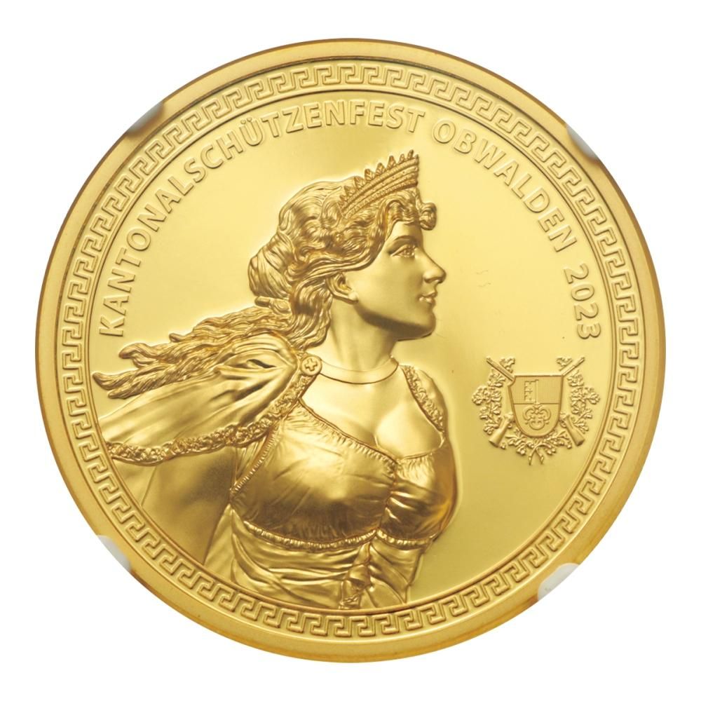 スイス 2023年 1000フラン金貨 射撃祭 ウルトラハイレリーフ NGC PF70