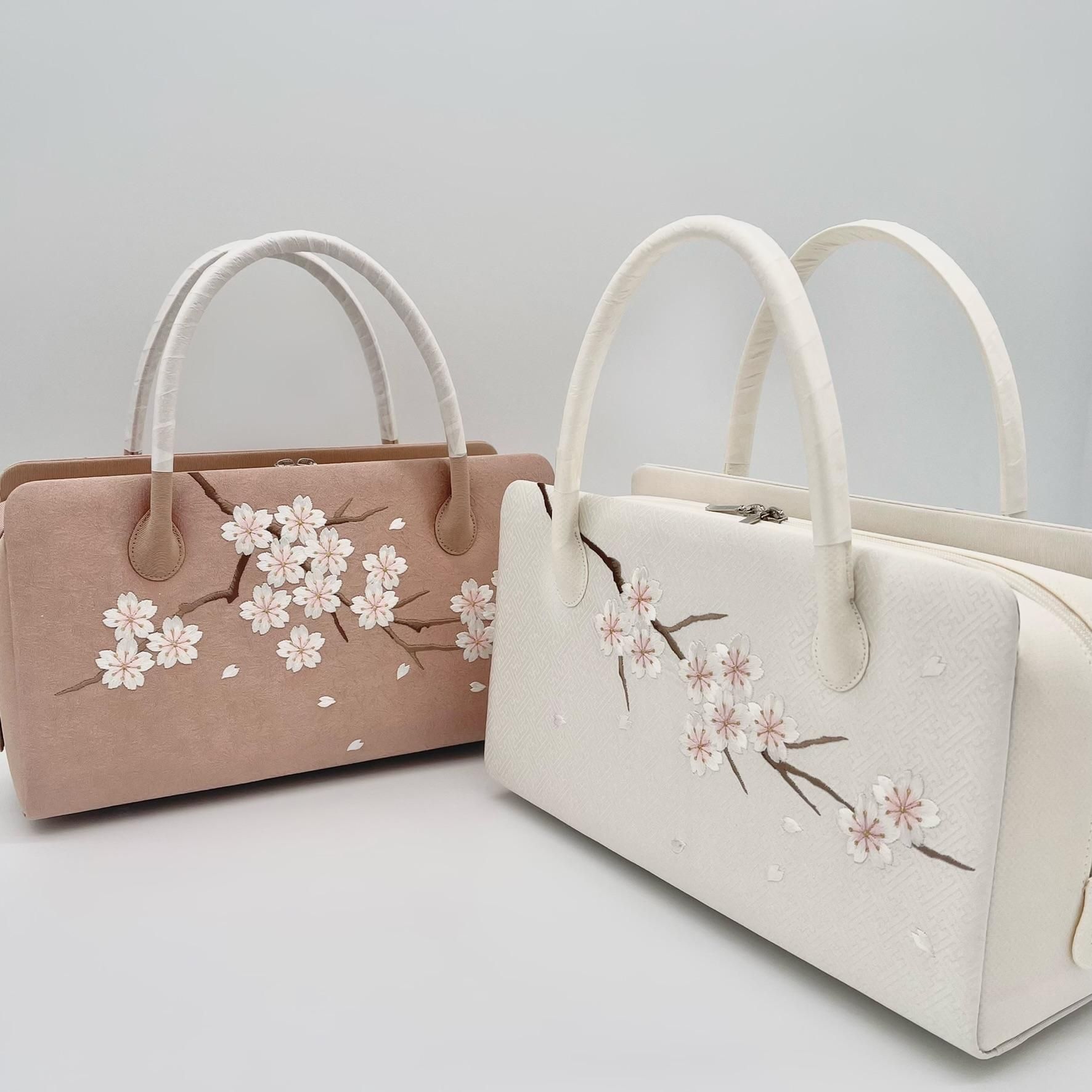 兎金] 利休バッグ（刺繍・こぼれ桜）
