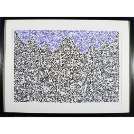 Mr Doodle ミスタードゥードゥル「Mountain Mania」絵画 額付 版画
