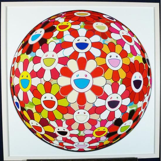 村上隆「フラワーボール-金魚色(3D)」絵画 額付 版画 - ギャラリー