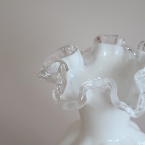 Vintage Fenton ruffle Silver Crest flower vase/ビンテージ