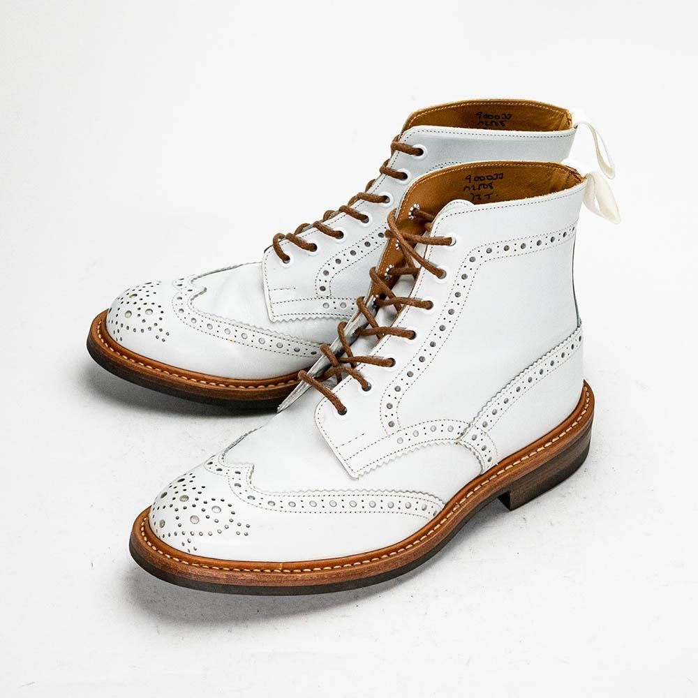 トリッカーズ M2508 ホワイト ブローグ カントリー ブーツ サイズ7.5