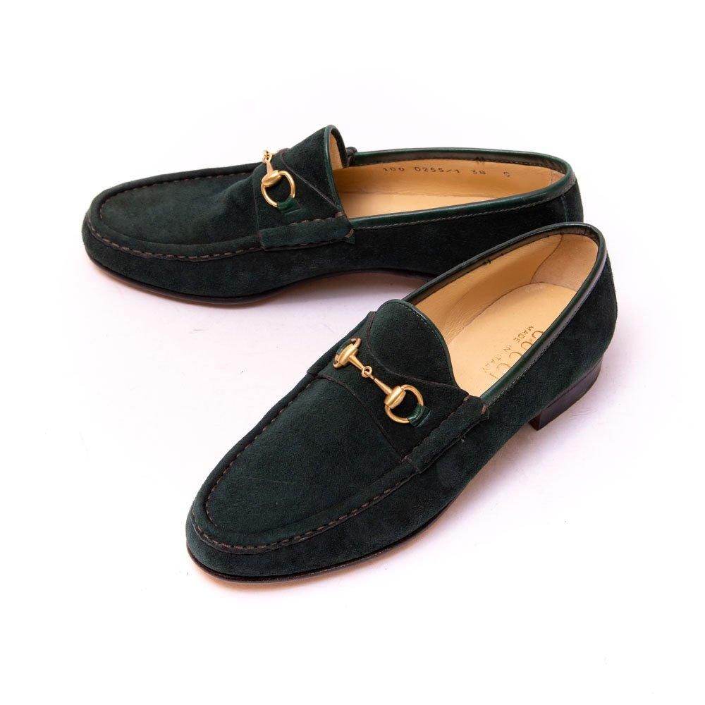 グッチ ビットローファー グリーン スエード レディース サイズ38C