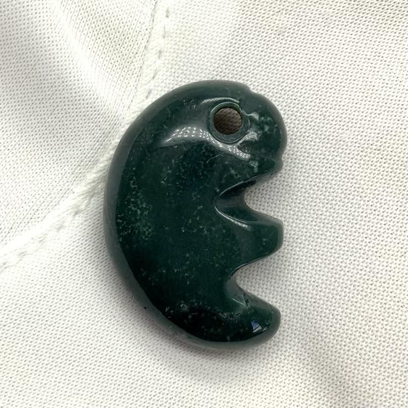 出雲石／碧玉 勾玉 中 AA 獣型 】 出雲石 国産 花仙山 青めのう 緑 櫛