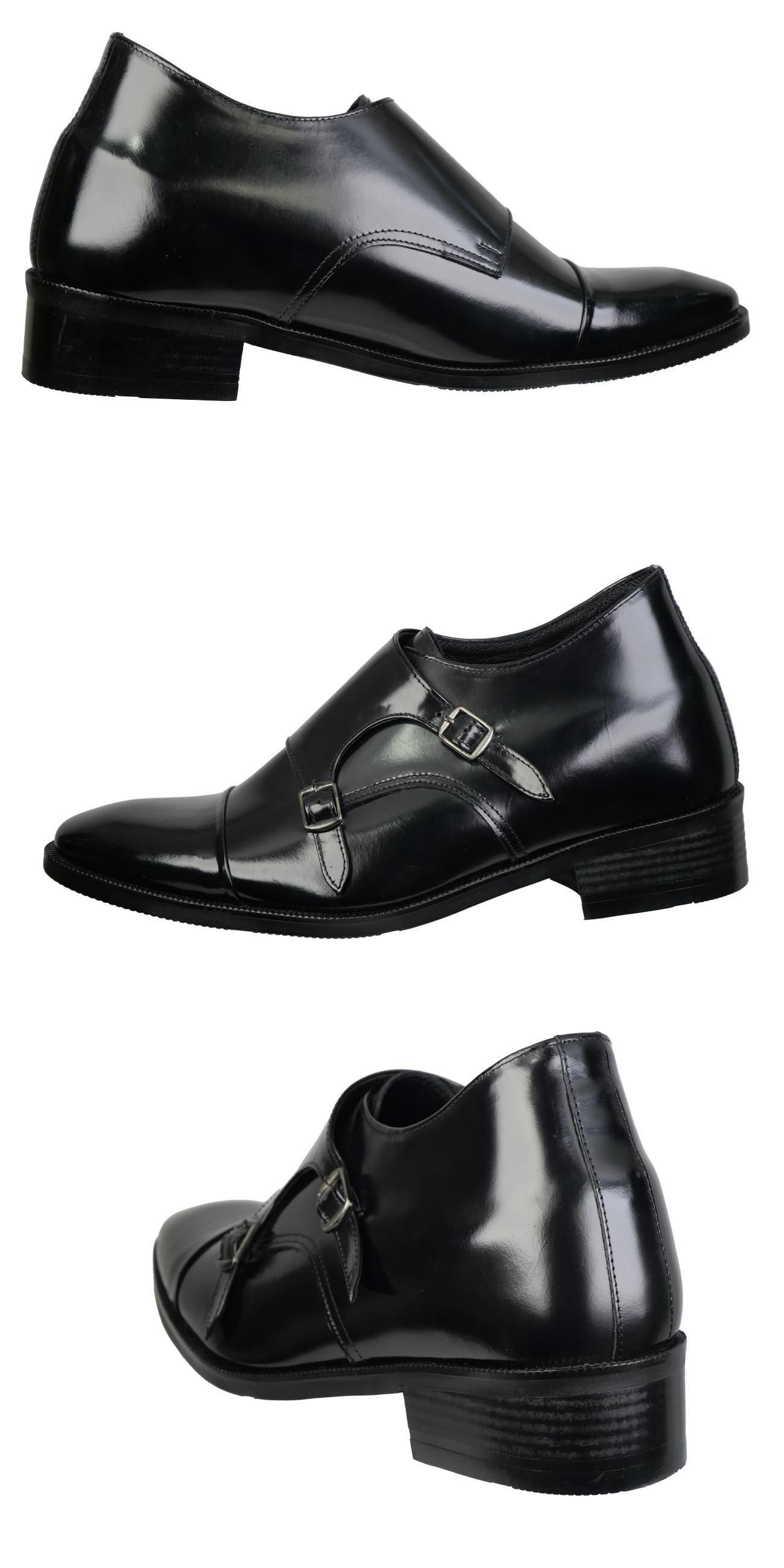 シークレットシューズ 10cmアップ 本革 ハンドメイド ダブルモンク