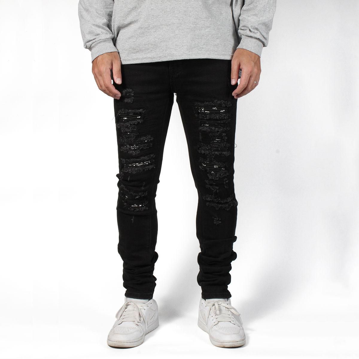 mnml] X165 Paisley Stretch Denim Black/Black (28～38インチ) - DOPE