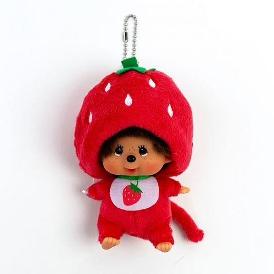 モンチッチ お座り イチゴ キーホルダー 顔でか ぬいぐるみ ピンク