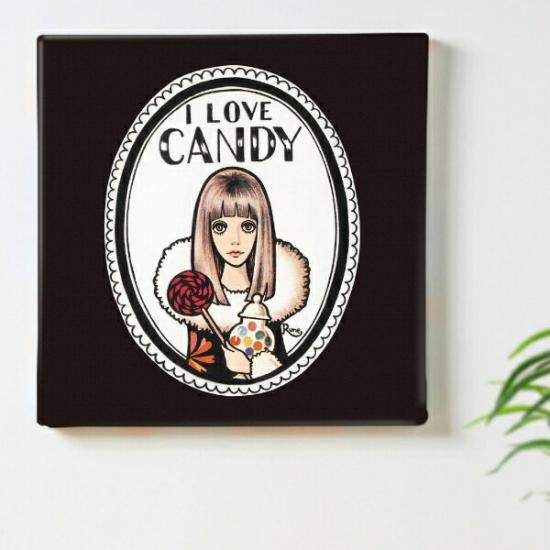 内藤ルネ キャンバスアート I LOVE CANDY インテリア アートパネル