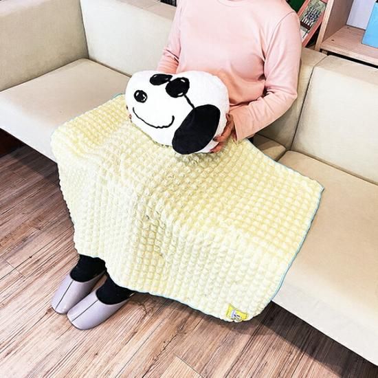 スヌーピー ジョー・クール クッションinブランケット イエロー 寝具
