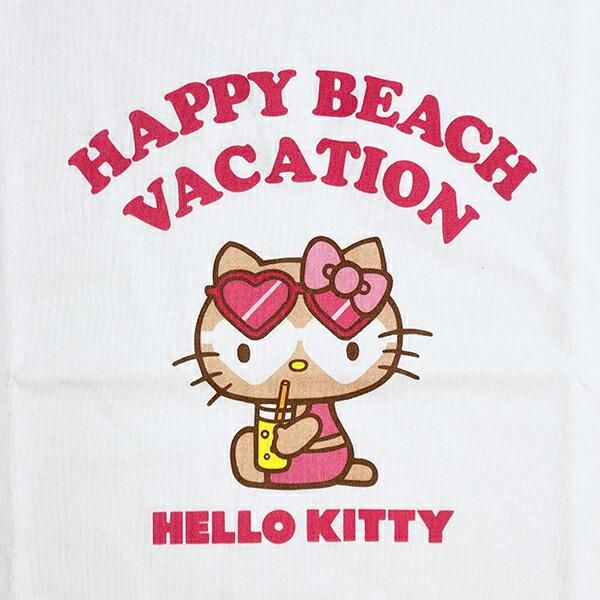 サンリオ 日焼け キティ クロップド半袖Tシャツ(S) ホワイト アパレル