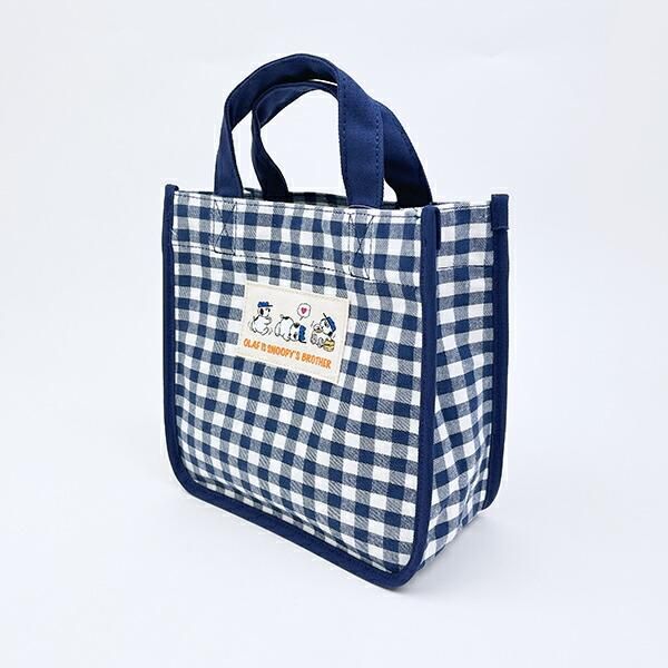スヌーピー オラフ ランチトートバッグ ネイビーチェック SNOOPY