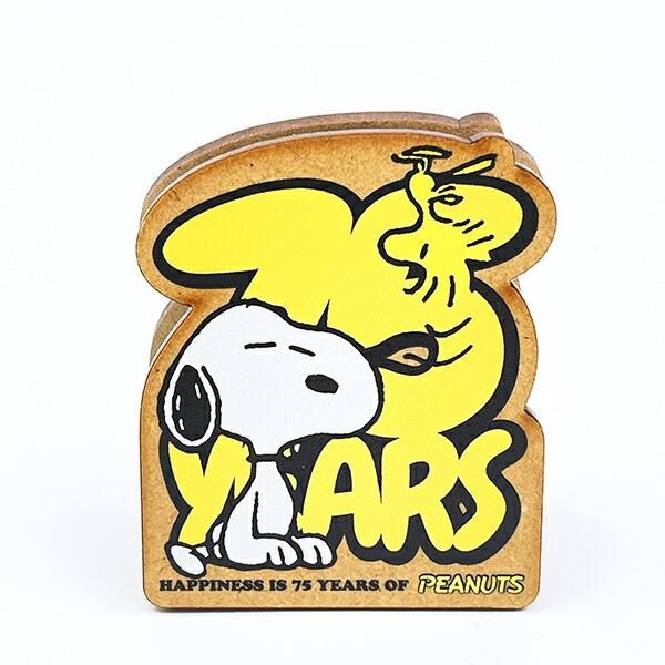 スヌーピー ダイカットメモスタンド ロゴイエロー 文具 PEANUTS 75th