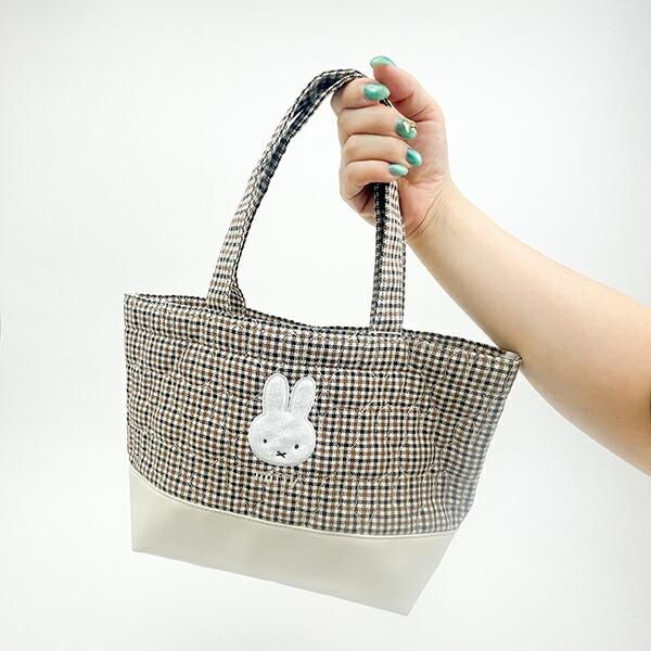 ミッフィー miffy トートバッグ (アイボリー) キルティングチェック