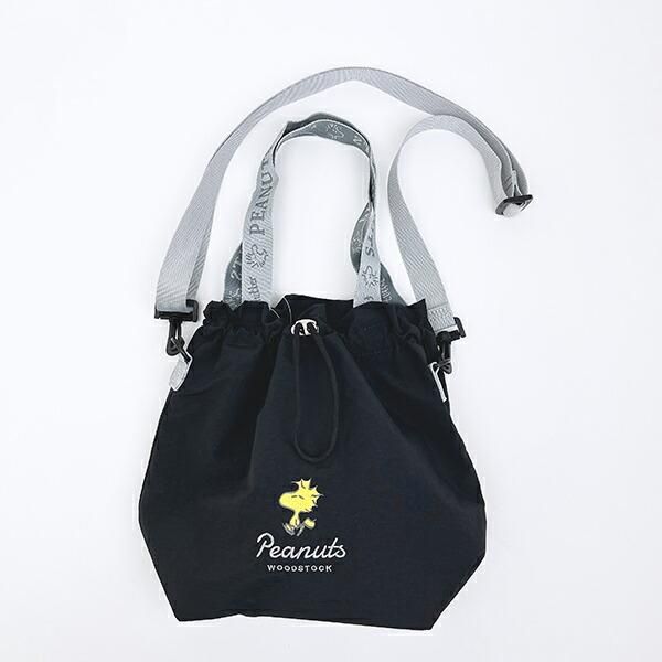 スヌーピー ウッドストック 巾着ショルダーバッグ ブラック SNOOPY