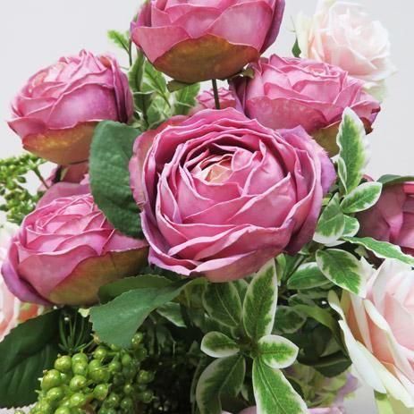 光触媒高級造花アレンジメント【ロワーゾ】モーブ色のローズを中心に