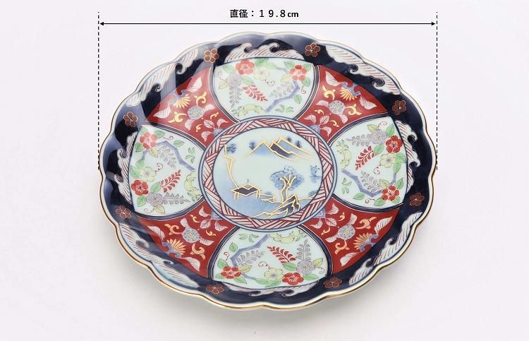 瀬兵窯 古伊万里菊割6寸皿