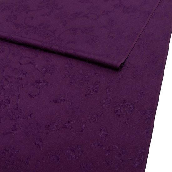 純国産絹 色無地（気品ある紫地に一重蔓唐花草）/反物・八掛付