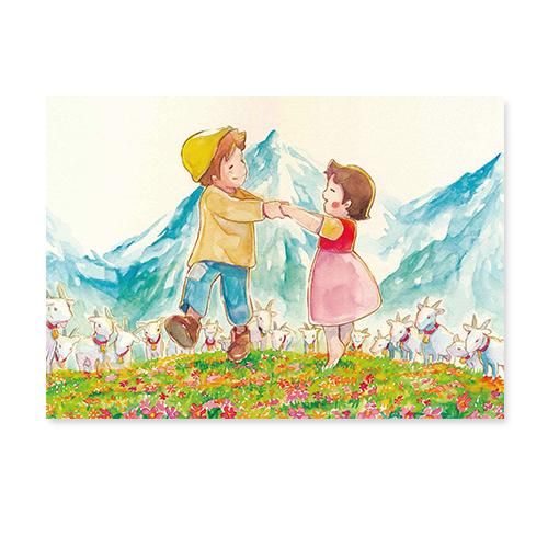 PCH-12 ポストカード ダンス (水彩) ハイジ アルプスの少女ハイジ