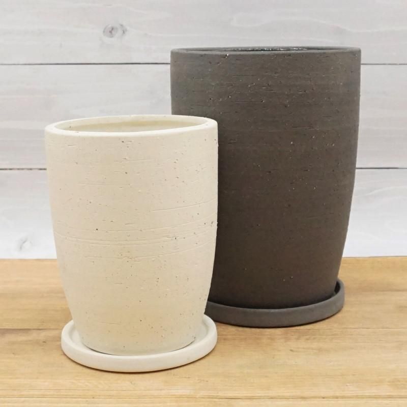 植木鉢 おしゃれ 陶器鉢 エッジトールL (2色) 16cm 5号 穴あり 受け皿