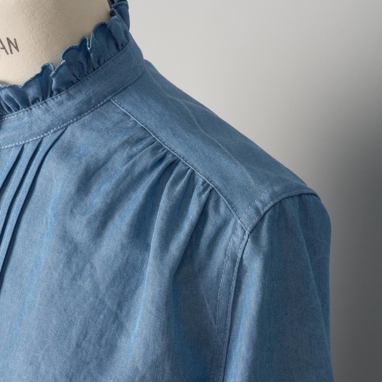 SINMEスカラエンブロイダリーシャツデニム - Pale Jute