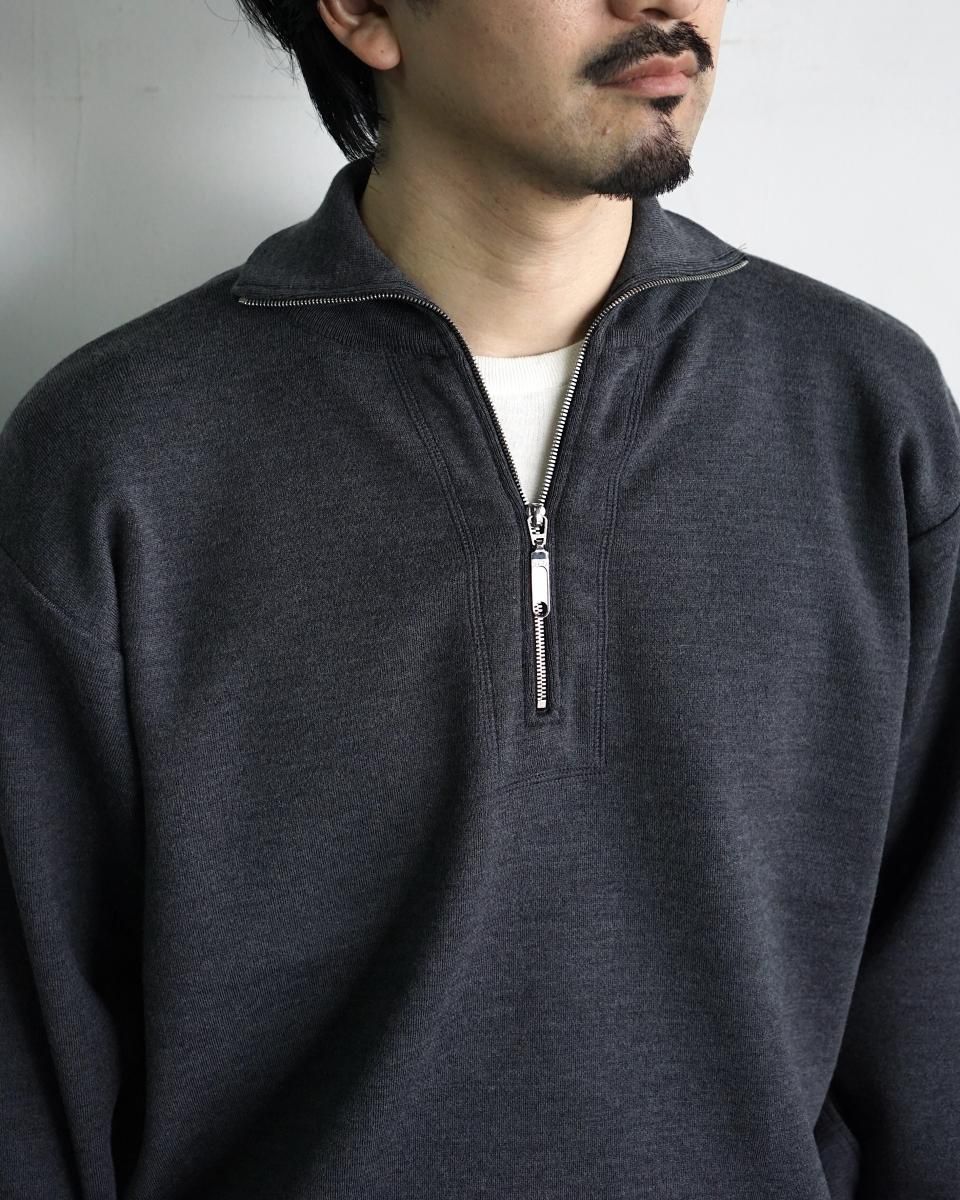 Olde H&Daughter WOOL KNIT TRACK HALF ZIP / BK085*KN#GH - ARTHUR