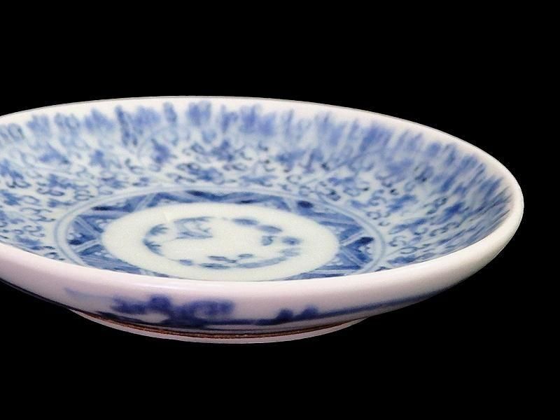 古伊万里 染付 微塵唐草 萩唐草図 豆皿