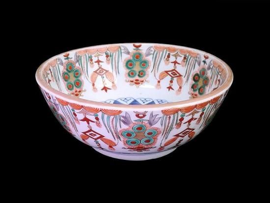 古伊万里 金襴手 牡丹に瓔珞紋図 大鉢