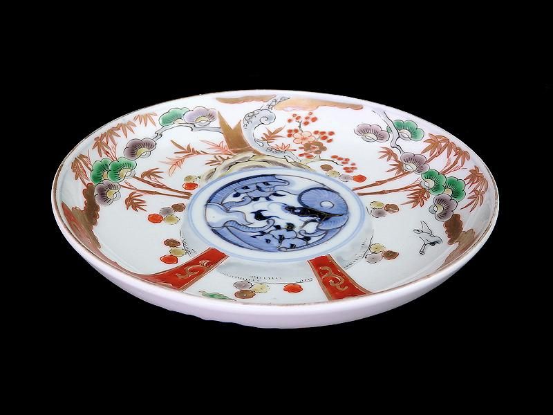 古伊万里 色絵 松竹梅に団龍紋図 5寸皿 5枚ｾｯﾄ