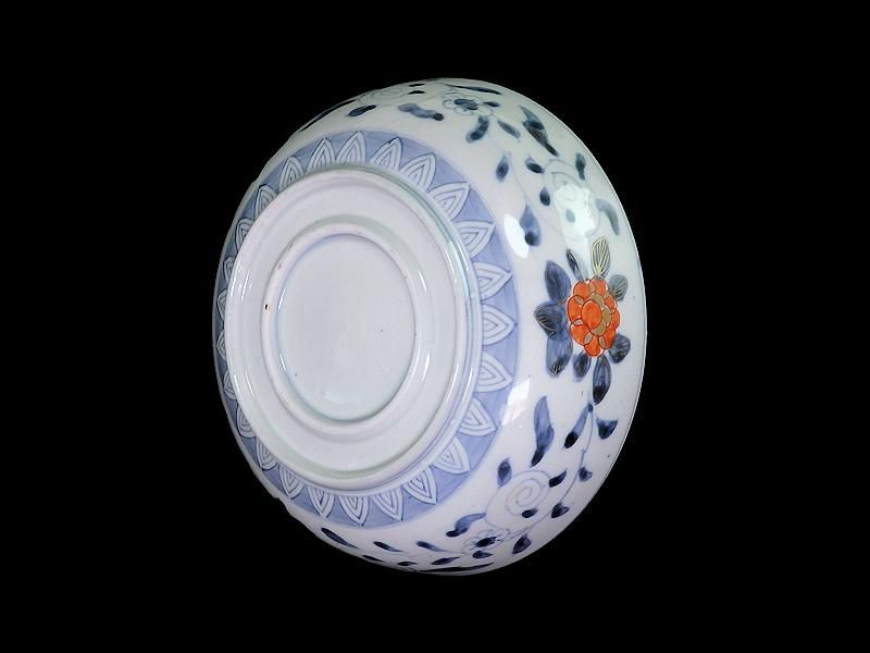 古伊万里 色絵 花鳥紋に獅子の図 深鉢