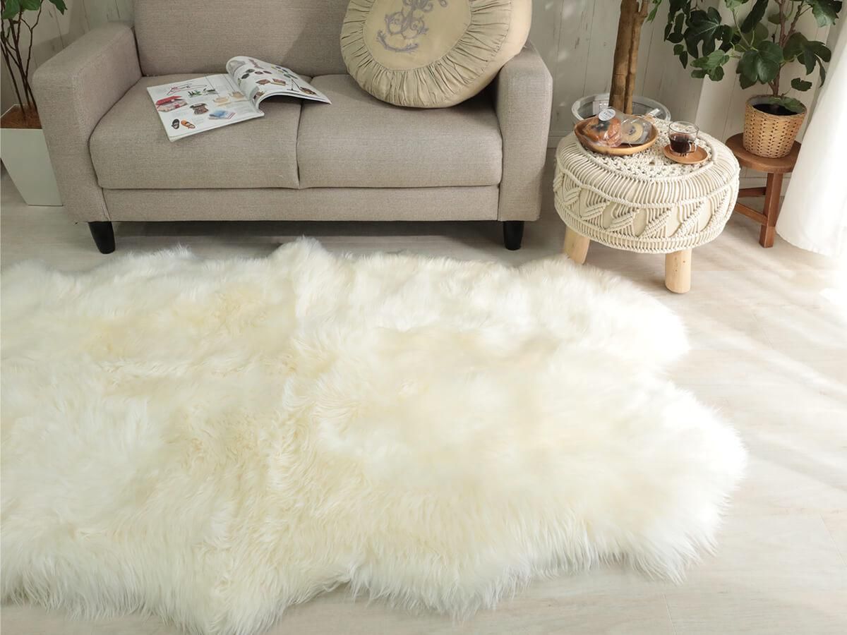 当店オリジナル】天然ウール100％ふわふわムートンラグ 『シープ